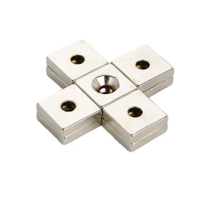 China Industrial Magnet High Quality Strongest Square Magnet With Hole NdFeb Magnet Strong Permanent Magnet for sale