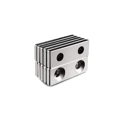 China Professional Industrial Magnet Block Rectangle With Countersunk Hole Magnet N35-N52 Neodymium Magnet for sale