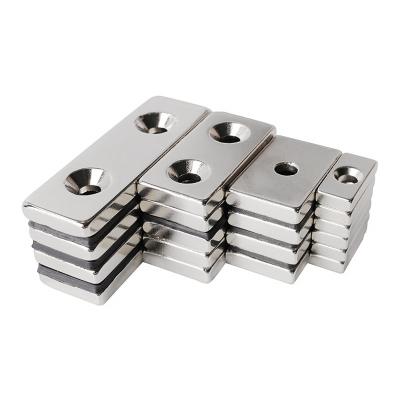 China High Magnet Industrial Hot Sale Custom Cost-Effective Block Rectangle Magnet with Countersunk Hole N35-N52 Rare Earth Neodymium Permanent Magnet for sale