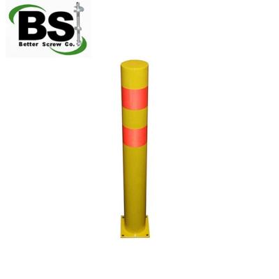 China Superior Corrosion Prevention Galvanized And Powder Coated 225mm Dia.*12mm Yellow Heavy Duty Steel Bollards for sale