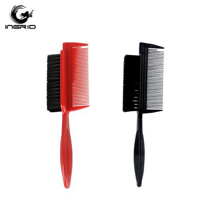 China Professional Custom Logo Plastic Hair Salon Tools Cleaning Comb With Brush Face Soft Beard Comb Cloth Cleaning Brush for sale