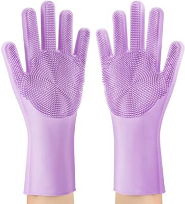 China Chamber Kitchen Topwill Reusable Silicone Dishwashing Mitt Cleaning Mitt with Scrubber Wash Station Home Dish Cleaning Gloves for Kitchen for sale