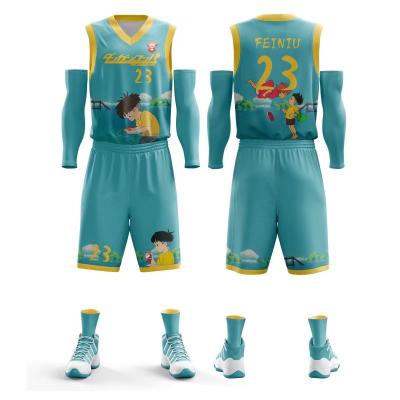 China New Arrival Antibacterial Printed Basketball Uniform Best Quality 100% Polyester Basketball Uniform for sale