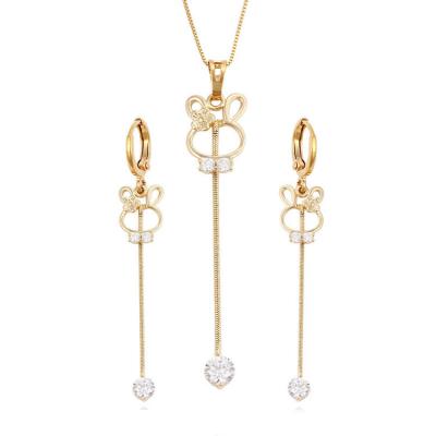 China Other Cute New Fashion Design Gold Plated Drop Pendant And Earring for sale