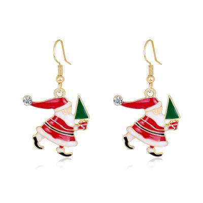 China CLASSIC 2021 New Design Christmas Earrings Shape New Santa Earrings Enamel Hoop Earring For Woman for sale