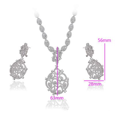 China CLASSIC Fashionable Elegant Delicate Environmental Copper Necklace Earrings Two Piece Jewelry Sets for sale