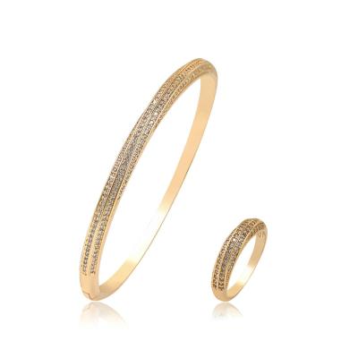 China CLASSIC Simple Ring 18K Gold Bracelet Set Fashion Personality Design Style Two Piece Set for sale