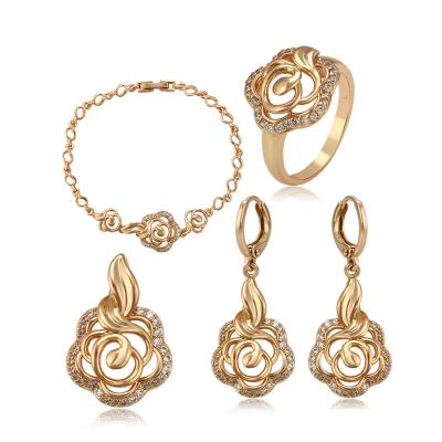 China Other Fashion Classic Middle East Ladies Flower Jewelry Color Zircon Jewelry Set for sale