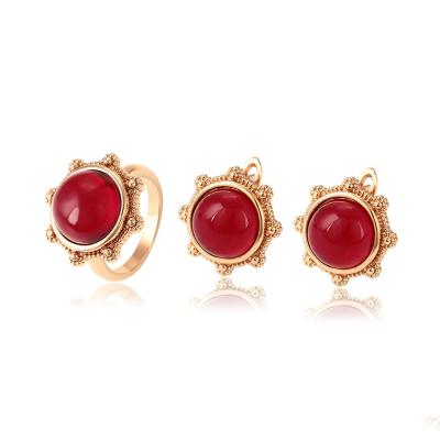 China Rose Gold stylish and elegant copper Ring Earring environment friendly fashion CLASSIC retro 2 piece set for sale