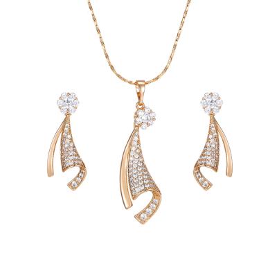 China FASHIONABLE saudi gold jewelry wholesale jewelry fashion 18k gold plated brass jewelry sets jewelrysets for sale