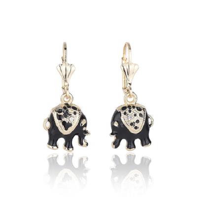 China Factory Newest Design Fashion Charm 14K Religious Wholesale Color Elephant Long Earrings for sale