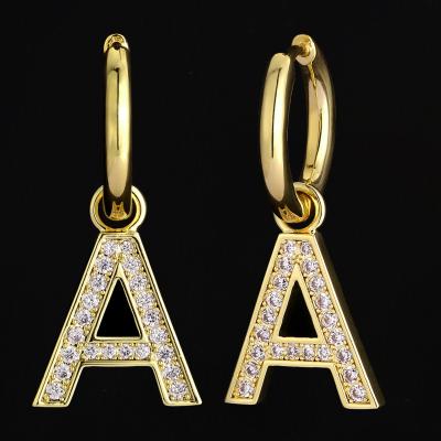 China Large 18k Gold Fashion Drop Double Letter Circle Dangling Earrings TRENDY Dangle Jewelry Letter Earring Initial Earring for sale