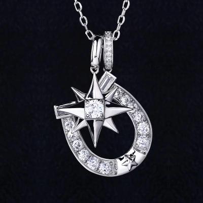 China High Quality 18K Gold Plated Jewelry Glazed Zircon Star Six Point And Horseshoe Pendant for sale