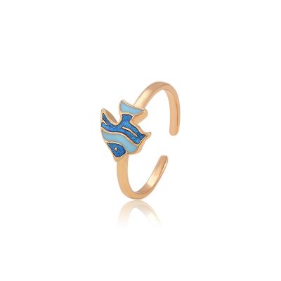 China Beau Wind Small Grain Carp 18K Simple Blue Gold Joker Open Ring Children's Ring Children's Ring for sale