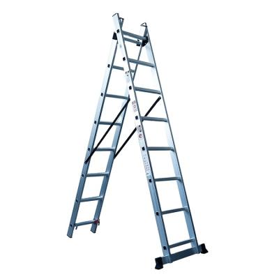 China 3*7 Folding Ladders Roof Rope Extension Ladder Steps Aluminum Extension Ladder With 3 Sections for sale