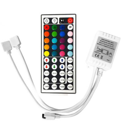 China 2pcs RGB LED Strips 2-Port 44 Keys IR Wireless Remote Control Dimmer for SMD 5050 3528 RGB LED Strip Lights for sale