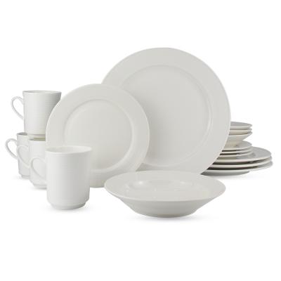 China Hotel Amenities Porcelain Stocked White Dinner Dish, Kitchen Dishes, Ceramic Set for sale