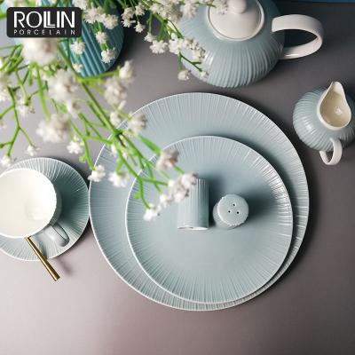 China High Sustainable Classic Color Glazed Bone China Dinnerware Dinnerset for sale