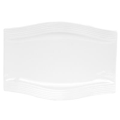 China Sustainable Hotel And Restaurant Porcelain Dinner Plate White Rectangle Ceramic Dish for sale