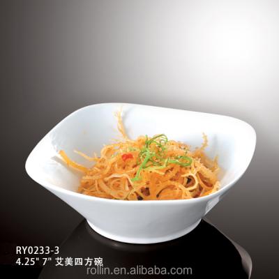 China Sustainable Durable Square White Ceramic Bowl , Porcelain White Soup Bowl , Rice Bowl For Hotel&Restaurant for sale