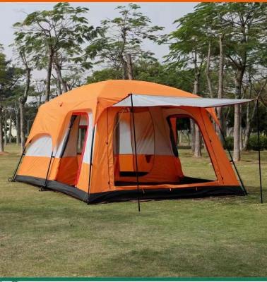 China Extended Type 6 Person Large Inflatable Tunnel Camping Tent For Family, Luxury Cotton Waterproof Air Camping Tube Tent With 2 Bed Rooms for sale