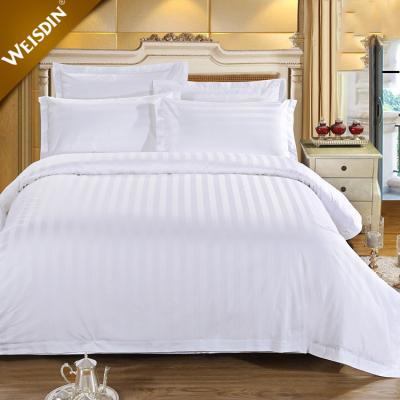 China China Disposable Textile Satin Stripe Hotel Bedding Luxury White Duvet Cover Set 100% Cotton Bedding Set for sale