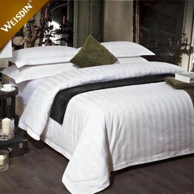 China Nondisposable hotel supplies Guangzhou 100% cotton satin 3cm stripe luxury hotel bed linen for hotels for sale