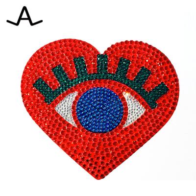 China Crystaltex washable eyes in your heart rhinestone hotfix crystal transfer for garment shoes DIY hats for sale