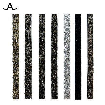 China AILUN Washable Custom Rhinestone Trimming Fine Rock Crystal Ribbon For Shoes Garment Hats 1cmx40cm for sale