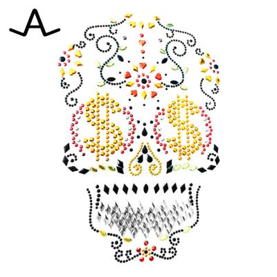 China Washable Rhinestone Head Flatback Crystal Dollar Skull Transfer Shoes Bags And Garment for sale