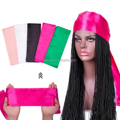 China Decoration Leeons Customized Brand Logo Printed Satin Scarf Head Head Wrap Band Silk Hair Tie Band Hair Extensions Head Wrap Bands For Women for sale