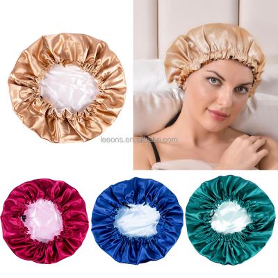 China Picture Leeons Satin Soft Silky Big Sleep Hat Elastic Band Hoods For Women for sale