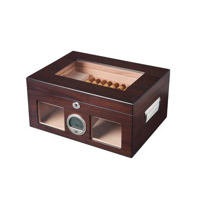 China Wholesale Handmade Solid Wood Cigar Humidor Boxes Spanish Cedar Wooden Cigar Box Cigar Travel Case for sale