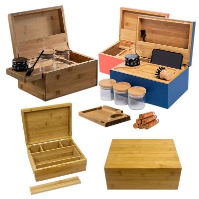 China Hot-selling Handmade Large Amazon 100% Bamboo Smell Proof Wooden Storage Boxes Weed Stash Bamboo Boxes Hide Combo Box for sale