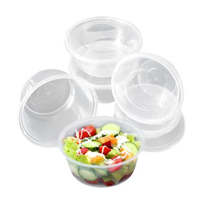 China Folding Disposable Plastic Leakproof Heat Resistant Transparent Round Takeout Food Bowl Container With Lids for sale