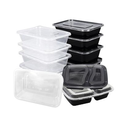 China Microwavable Plastic Microwavable Compartment Meal Prep Take Out Food Containers Bento Box With Disposable Lid for sale