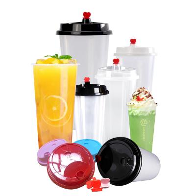 China Beverage Cup Multiple Capacity Smoothie Juice Milk Tea Cup With Clear Plastic Lid for sale