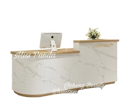 China Multiple storage space new China manufacture high quality small tan reception desk high quality salon receptions executive desk for sale