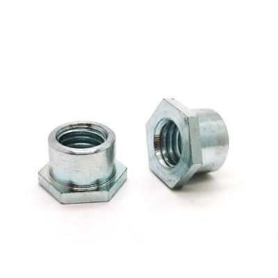 China Industry Factory Price Hex Through The Hole Nuts Steel Zinc Plated Blue Hexagon Thread Nuts For Furniture for sale