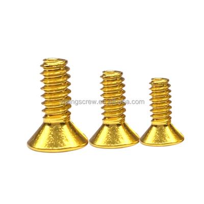 China Gold micro head screw m1m1.2m1.5m2m2.5m3 anode watch screw Pan Custom color high quality aluminum csk machine screws for sale