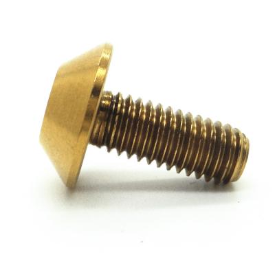 China Pan Customized Titanium Button Head Bolts GR2 GR5 Gold Color Torx Bolts For Mountain Bike for sale