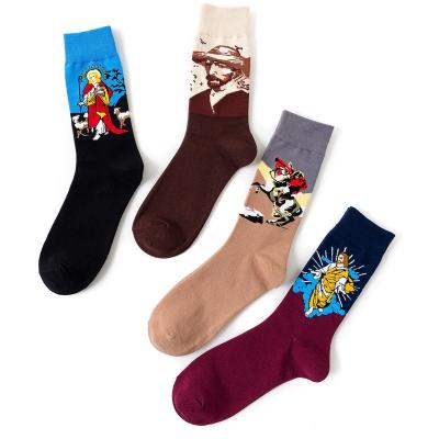 China QUICK DRY Hot Selling High Quality 100% Cotton Cartoon Women Girl Hoops Custom Cartoon Socks Fashion Hip Hop Style West Coast Socks for sale