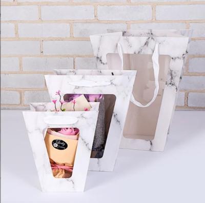 China Wellbeen Recyclable Factory Custom New Creative Paper Bags With Clear Window For Flowers Gift Toys Support Gift Shopping Bags With Window for sale