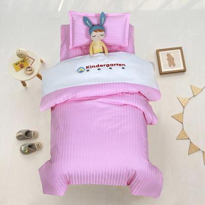 China Anti-static Fabric Pink Children's Cotton Sateen Comforter Cover Kindergarten Lunch Break Sheet Pillowcase for sale