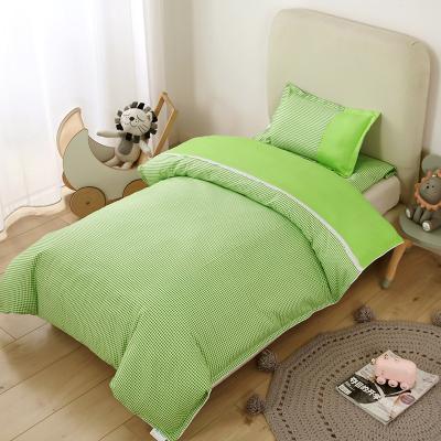 China Kindergarten Anti-static Pure Children's Plaid Green Cotton Quilt Cover Embroidery for sale