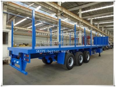 China Traile Truck Trailer Truck Use Flatbed Trailer With Grill for sale