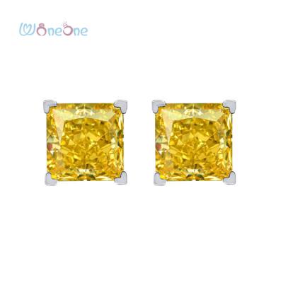 China Woneone Style Fashionable Direct Wholesale Zircon Sterling 6*6mm Drill High Carbon Stud Earrings for sale