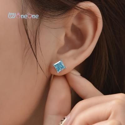 China Woneone FASHION Women's Fashion Zircon Sterling Silver Earring 6*6mm High Carbon Drill Earrings Good Quality for sale