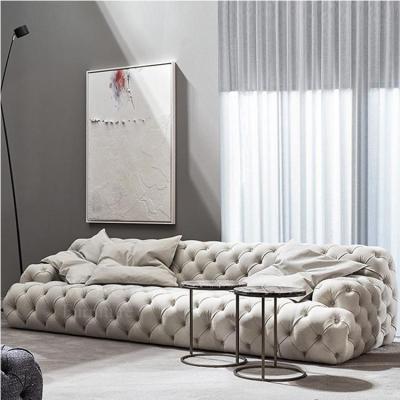 China Factory wholesale comfortable beige white chesterfield sofa soft leather living room modular living room furniture 2 seater sofas for sale