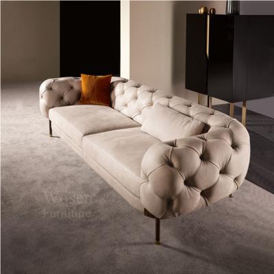 China Soft Metal Leg Living Room Sofas Italian Furnishing Decoration Three Seater Sofa for sale